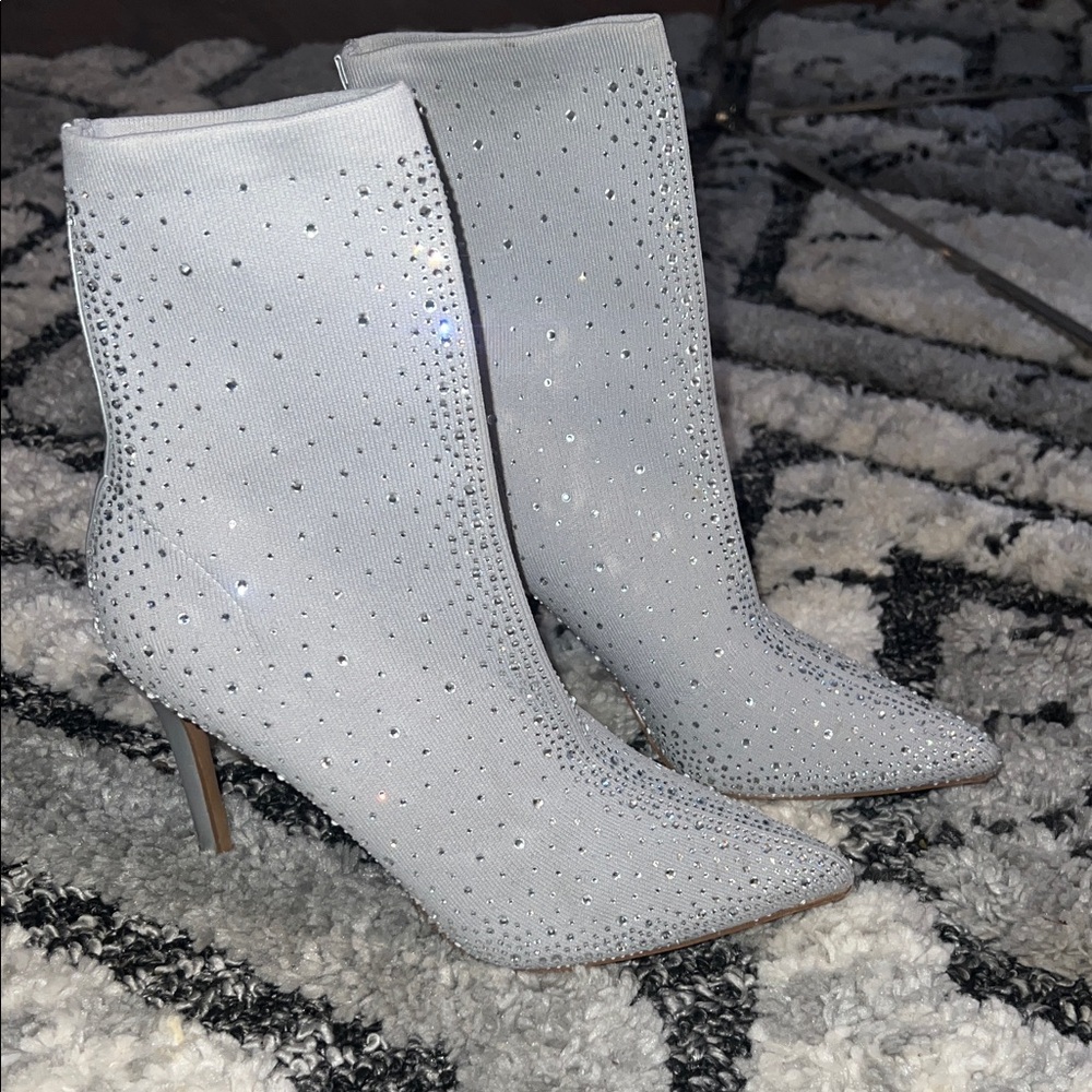 Elegant Silver Women's Ankle Boots